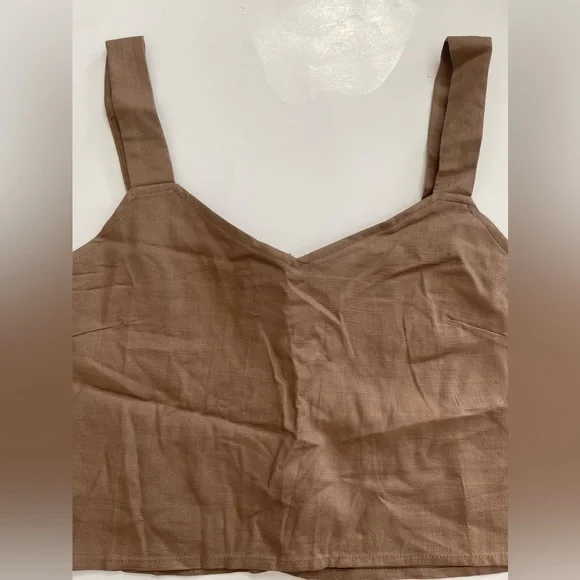 Brown button back wide strap top - Picture 4 of 5